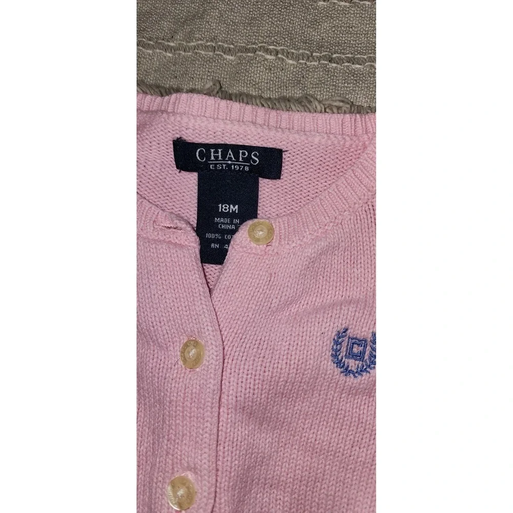 Chaps Ralph Lauren Cardigan Infant Baby 18  Months Knit Pink Ruffled Cottagecore